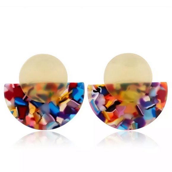 New! Bright Colored Tortoise Circle Post Earrings - Picture 2 of 5